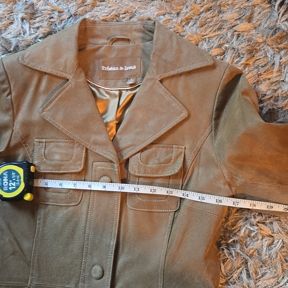 Vintage Y2K Tan Suede Button-Front Coat - Picture 9 of 16